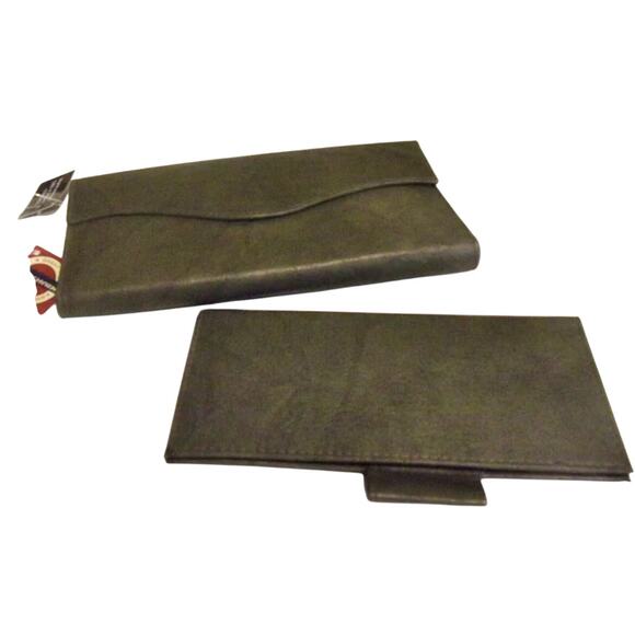 Great American Leather Works Women's Gray RFID Clutch Wallet Checkbook - Picture 1 of 7